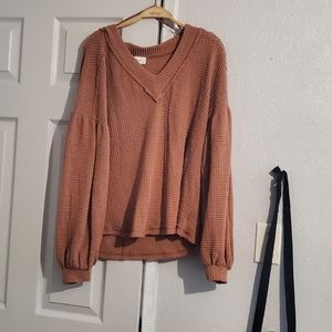 Bohme Waffle Knit Dusty Pink Blouse
